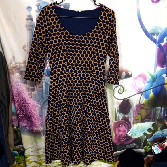 Boden Fit & Flare Sweater Dress 6L Polka Dot - Picture 2 of 10